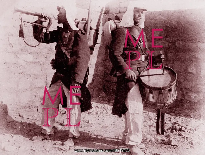 : French Foreign Legion, soldiers with drum and : French Foreign Legion, soldiers with drum and