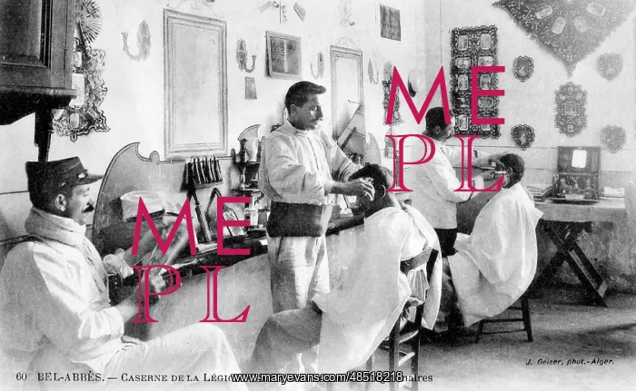 : French Foreign Legion, soldiers inside a barber : French Foreign Legion, soldiers inside a barber