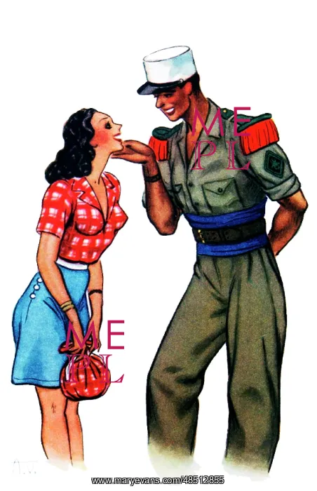 : French Foreign Legion Troop with girlfriend (postcard) : French Foreign Legion Troop with girlfriend (postcard)