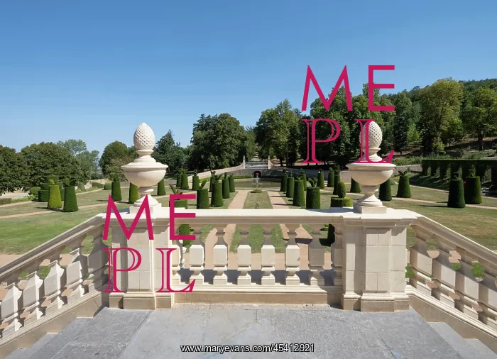 : French garden, Chateau de la Chaize, Odenas, Rhone, France : French garden, Chateau de la Chaize, Odenas, Rhone, France
