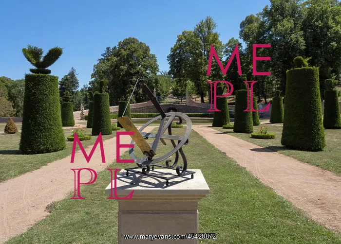 : French garden, Chateau de la Chaize, Odenas, Rhone, France : French garden, Chateau de la Chaize, Odenas, Rhone, France
