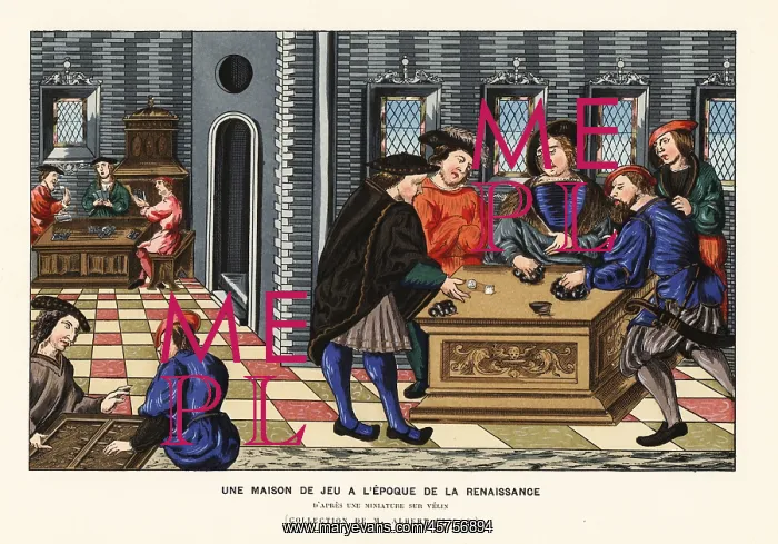  : French gentlemen playing at a gaming house, Renaissance era