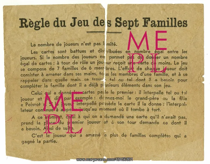 : French Happy Families - rules and instructions : French Happy Families - rules and instructions
