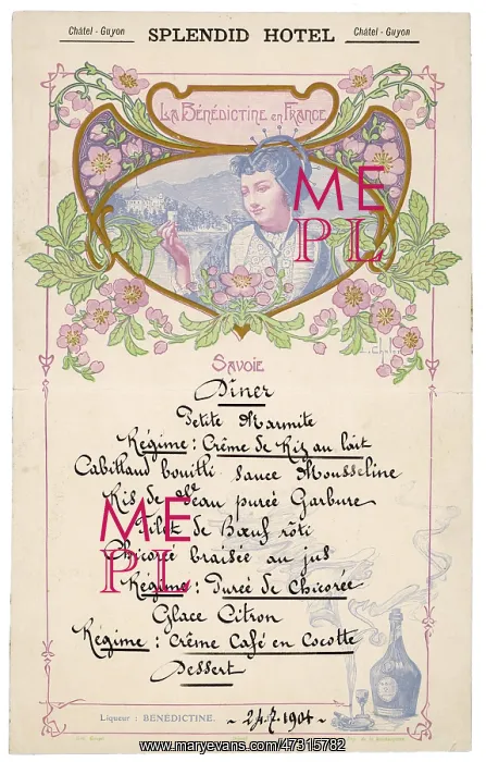 : FRENCH HOTEL MENU 1904 : FRENCH HOTEL MENU 1904