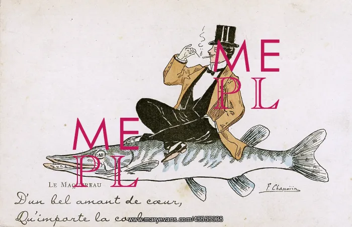 : French Humorous Postcard - Gent riding a Pike : French Humorous Postcard - Gent riding a Pike