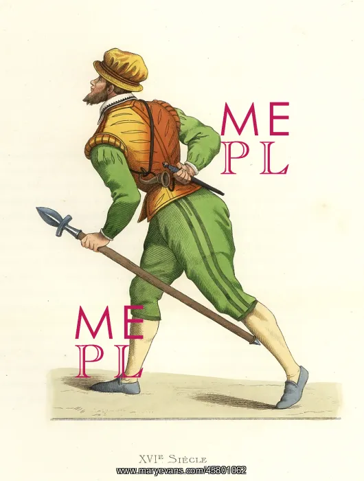 : French hunter with spear, 16th century : French hunter with spear, 16th century