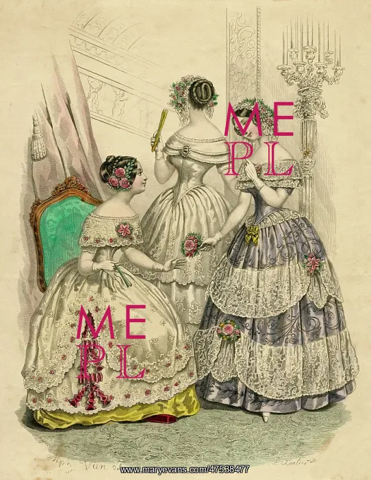 : Three French ladies in crinolines : Three French ladies in crinolines