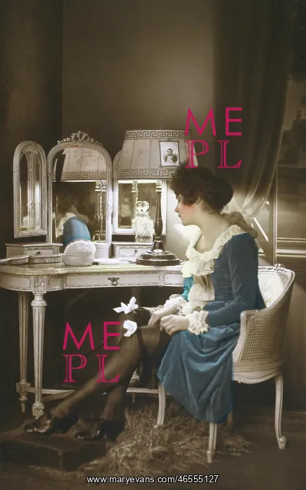 : French lady getting ready to go out in her boudoir : French lady getting ready to go out in her boudoir