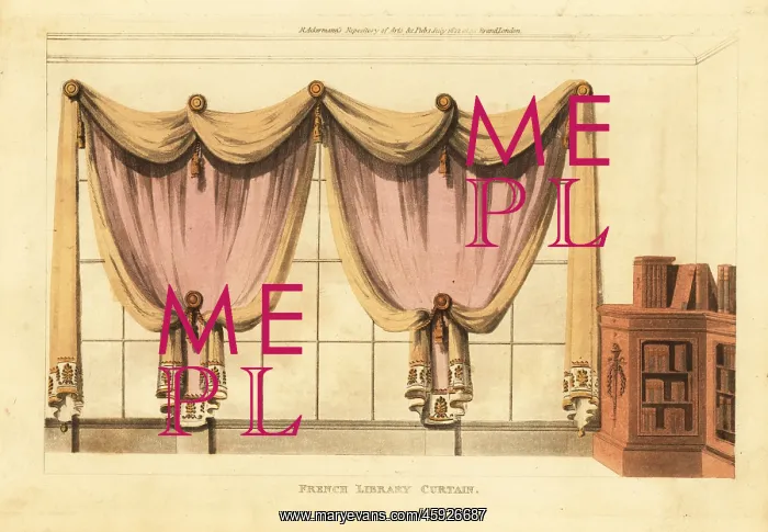 : French library curtains, 1812 : French library curtains, 1812