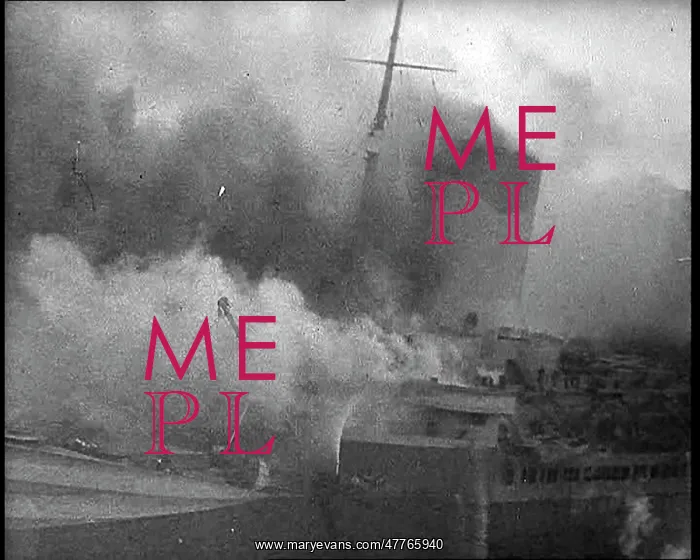  : French Liner Ship SS Normandie Burning in