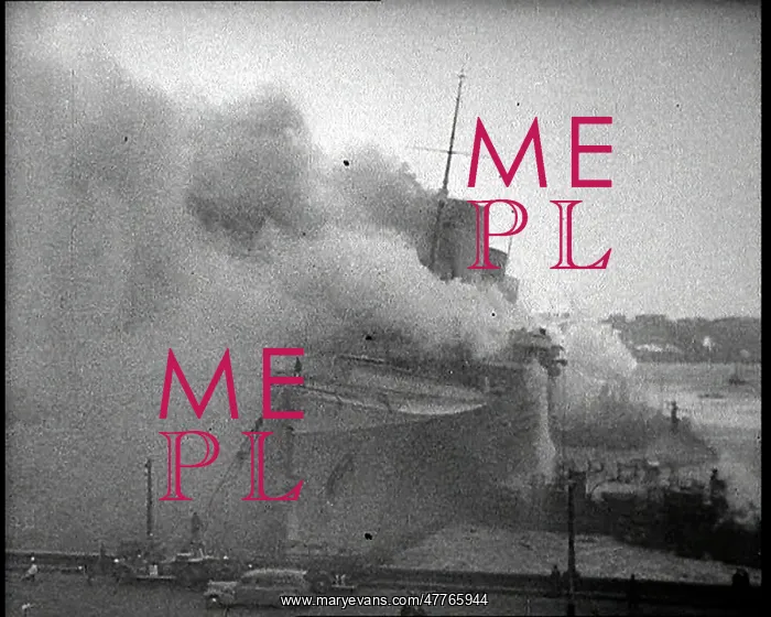 : French Liner Ship SS Normandie Burning in : French Liner Ship SS Normandie Burning in