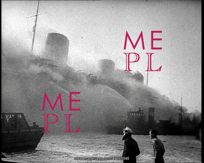 : French Liner Ship SS Normandie Burning in : French Liner Ship SS Normandie Burning in