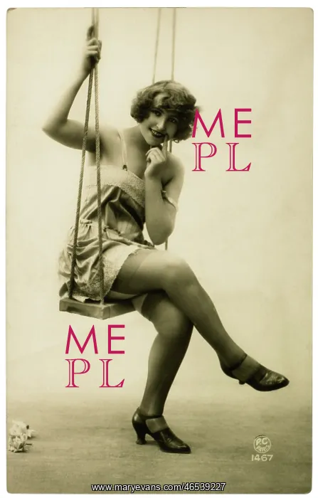  : French Lingerie Model Seated on Swing