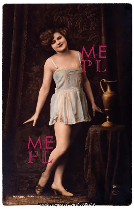  : French Lingerie Model Standing Beside Vase