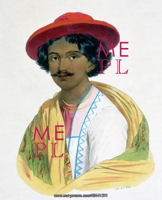 : French lithograph of high caste Brahmin man in : French lithograph of high caste Brahmin man in