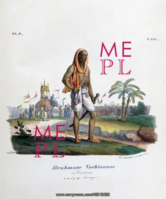 : French lithograph of high caste Brahmin soldier : French lithograph of high caste Brahmin soldier