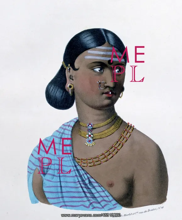 : French lithograph of high caste Brahmin woman : French lithograph of high caste Brahmin woman
