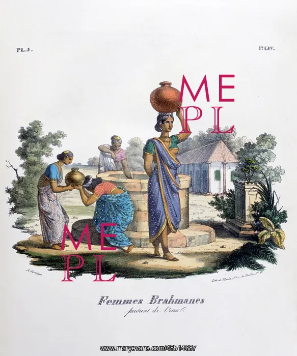 : French lithograph of high caste Brahmin women : French lithograph of high caste Brahmin women