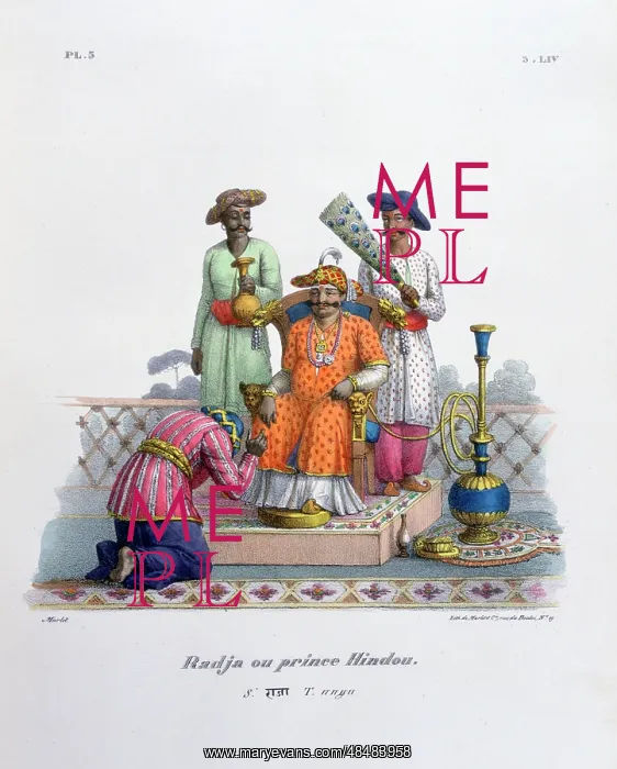 : French lithograph of Raja or noble ruler with