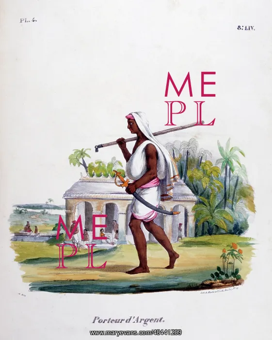 : French lithograph of a Silver bearer with sword : French lithograph of a Silver bearer with sword