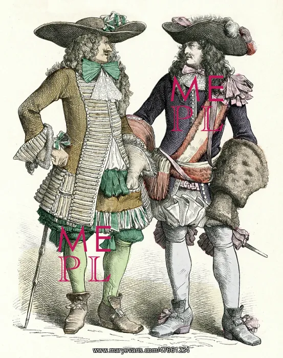 : Two French men in costume 1690 : Two French men in costume 1690