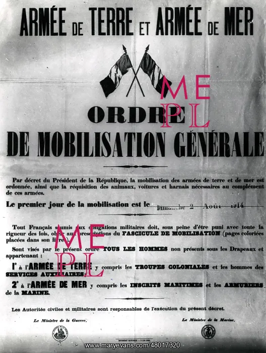 : French mobilisation poster, WW1 : French mobilisation poster, WW1