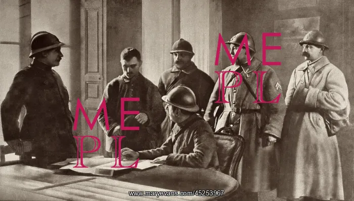 : French officers interrogating a German prisoner : French officers interrogating a German prisoner