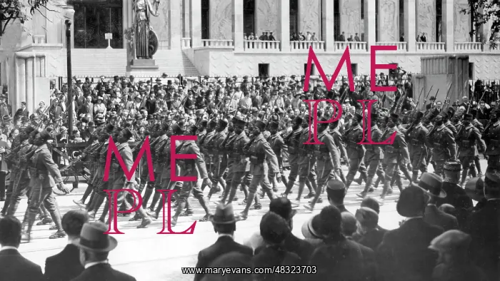 : French paramilitary troop parade in the occupied : French paramilitary troop parade in the occupied