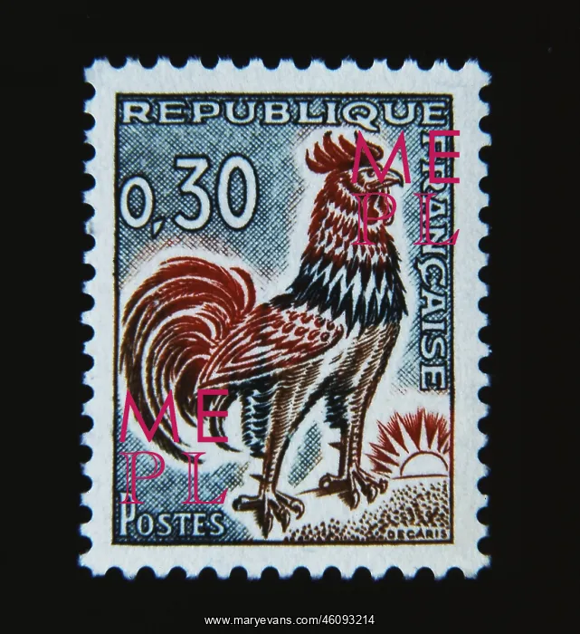 : French postage stamp depicting the cockerel : French postage stamp depicting the cockerel