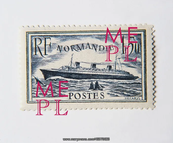 : French postage stamp depicting the RF Normandie : French postage stamp depicting the RF Normandie
