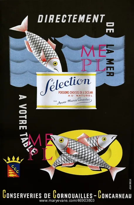 : French poster, advertisement for tinned fish : French poster, advertisement for tinned fish