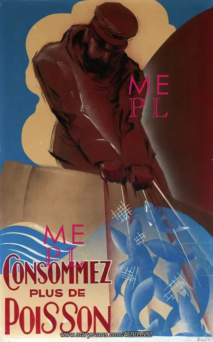 : French poster, Eat More Fish, WW2 : French poster, Eat More Fish, WW2