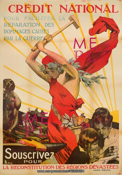 : French postwar poster, finance for reconstruction : French postwar poster, finance for reconstruction