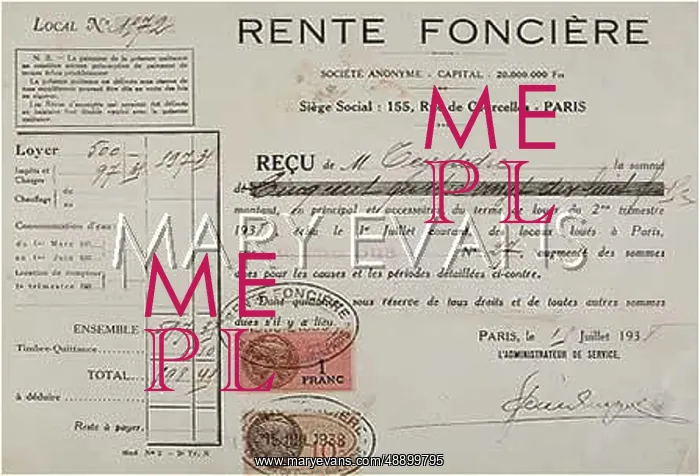  : FRENCH RECEIPT FOR RENT
