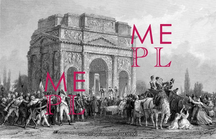 : French Revolution. Guillotine set up under the : French Revolution. Guillotine set up under the