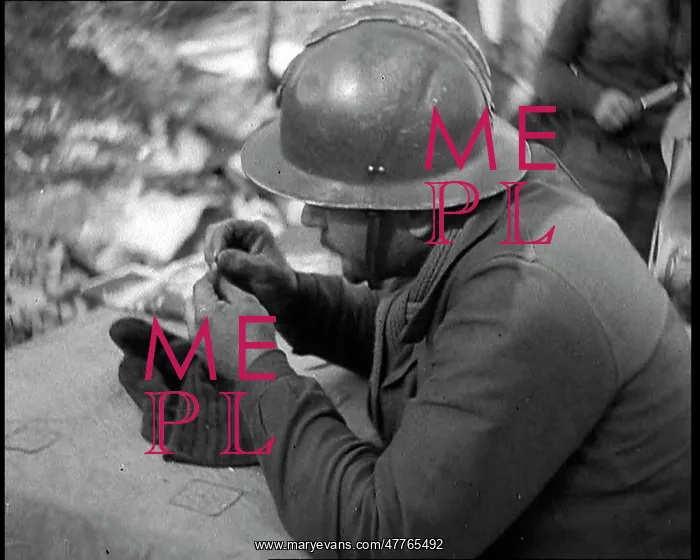 : French Soldier Darning His Socks in a Dug Out : French Soldier Darning His Socks in a Dug Out