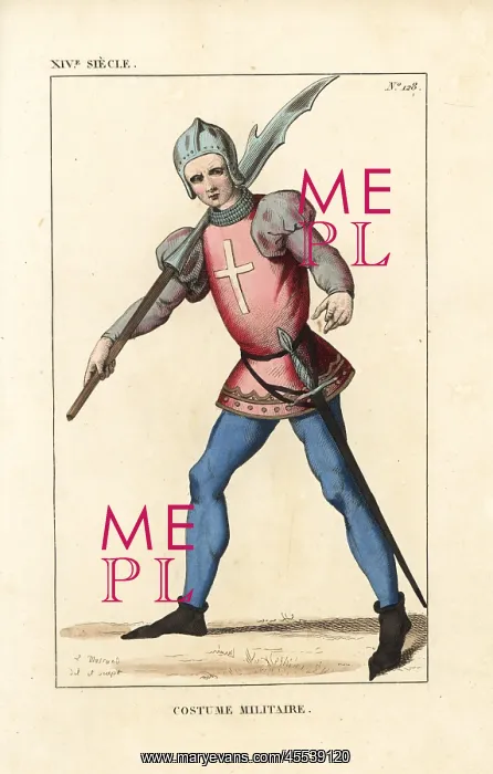 : French soldier in the infantry of a crusading : French soldier in the infantry of a crusading
