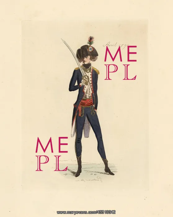 : French soldier in uniform, April 1790 : French soldier in uniform, April 1790