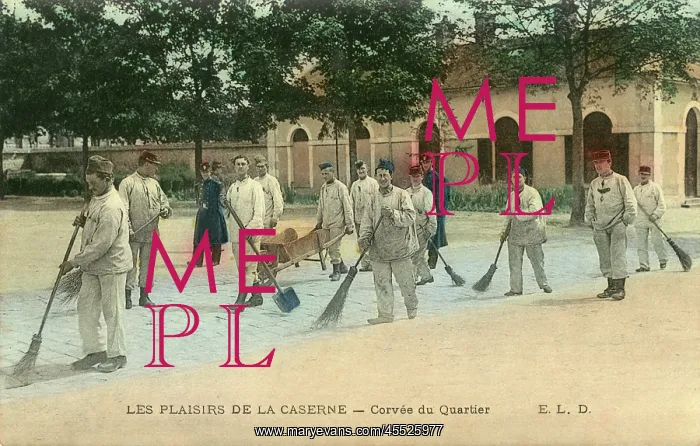 : French soldiers cleaning their Barrack Yard : French soldiers cleaning their Barrack Yard