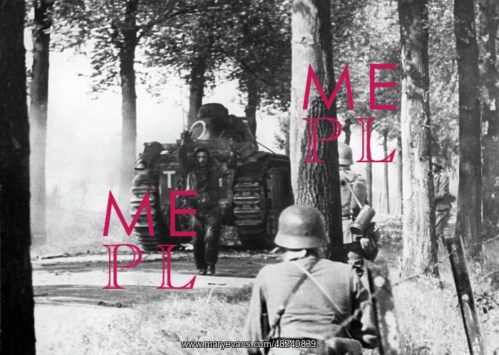 : French tank crew surrenders, 1940 : French tank crew surrenders, 1940