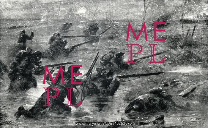 : French troops advancing in a snowstorm through : French troops advancing in a snowstorm through