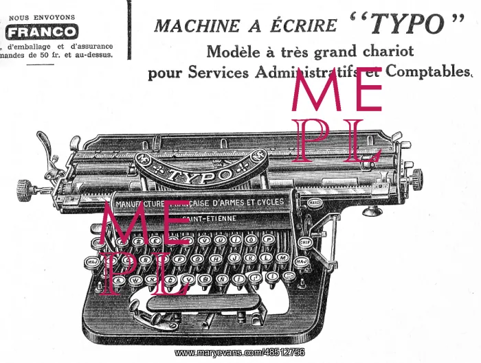  : French Typo Typewriter machine advertised circa 1890