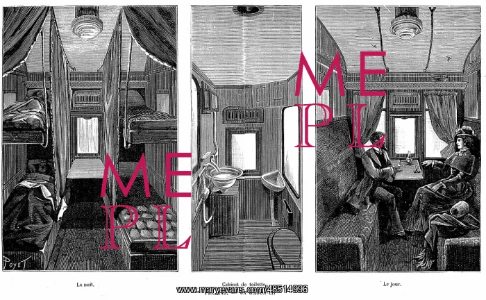 : Part of a French wagon-lit (sleeping car), showing : Part of a French wagon-lit (sleeping car), showing