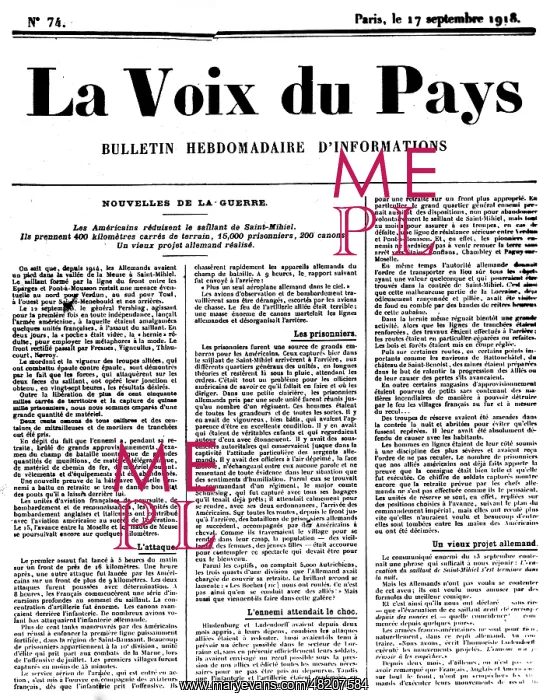 : French war newspaper, 1918 : French war newspaper, 1918