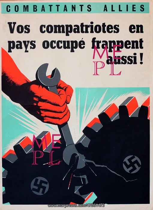 : French wartime poster, spanner in the works : French wartime poster, spanner in the works