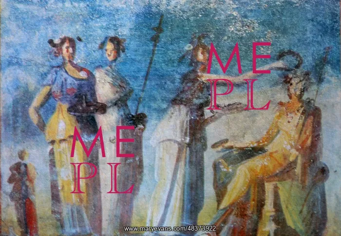 : Fresco. Greek fresco depicting a coronation of a cult leader from the Casa d'Adonide : Fresco. Greek fresco depicting a coronation of a cult leader from the Casa d'Adonide