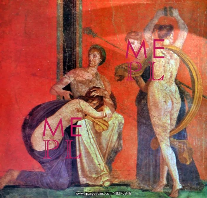 : Fresco depicting a Bacchian rite. Bacchus is the Roman title for Dionysus, the god of wine : Fresco depicting a Bacchian rite. Bacchus is the Roman title for Dionysus, the god of wine