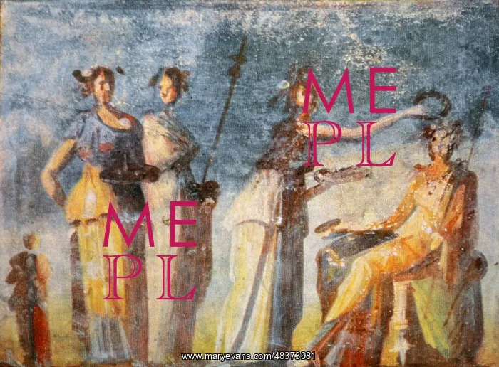 : Fresco. Greek fresco depicting a coronation of a cult leader from the Casa d'Adonide : Fresco. Greek fresco depicting a coronation of a cult leader from the Casa d'Adonide
