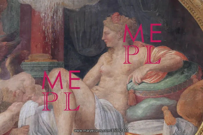 : Fresco of Danae with Jupiter represented by a : Fresco of Danae with Jupiter represented by a