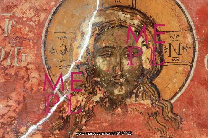 : Fresco of head of Christ, Cathedral of St Nicholas : Fresco of head of Christ, Cathedral of St Nicholas
